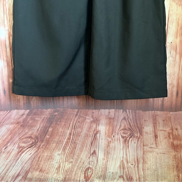 Commense Black Asymmetrical White Contrast Waistband Wide Leg Dress Pants - Picture 9 of 11